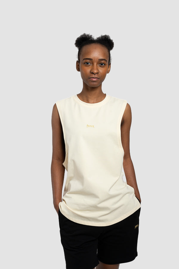 efu EATHER SLEEVELESS TOP ホワイトF Rise Drop Armhole Tank II - Tagua White – Finix