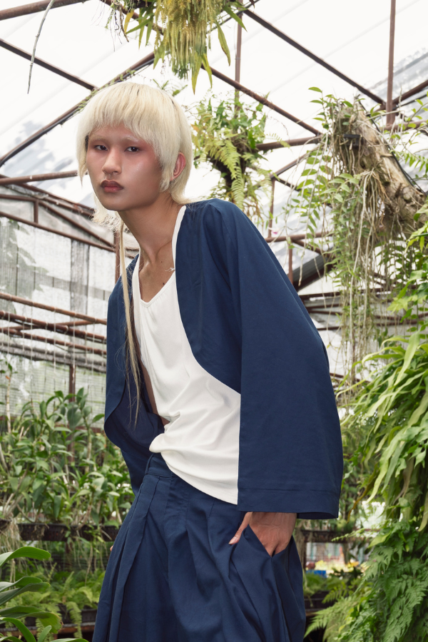 RYÚ Kimono-Sleeve Cropped Bolero Jacket - Midnight Blue