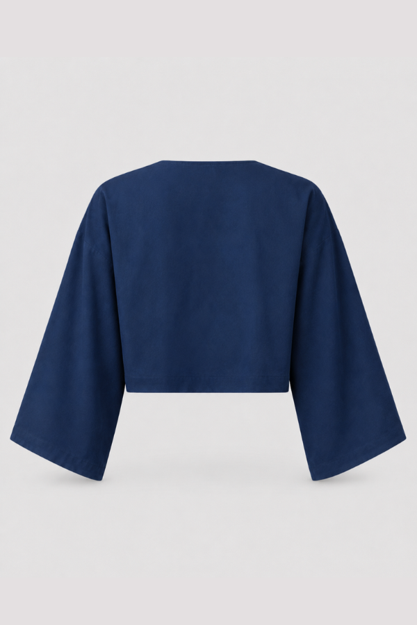 RYÚ Kimono-Sleeve Cropped Bolero Jacket - Midnight Blue