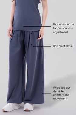 FLOW Box Pleat Wide-Leg Joggers - Shadow Blue