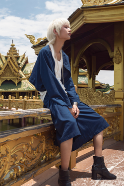 RYÚ Kimono-Sleeve Cropped Bolero Jacket - Midnight Blue