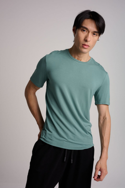Finix Genesis Core Tee in Aventurine Green – breathable bamboo fabric t-shirt, male model.