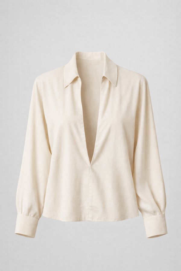 RYÚ Drop-V Seamless Collar Shirt - Oat White