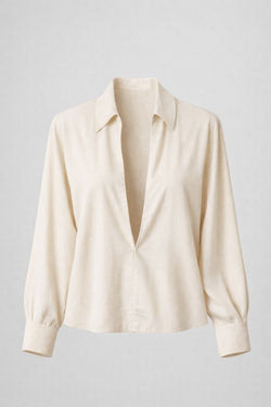 RYÚ Drop-V Seamless Collar Shirt - Oat White