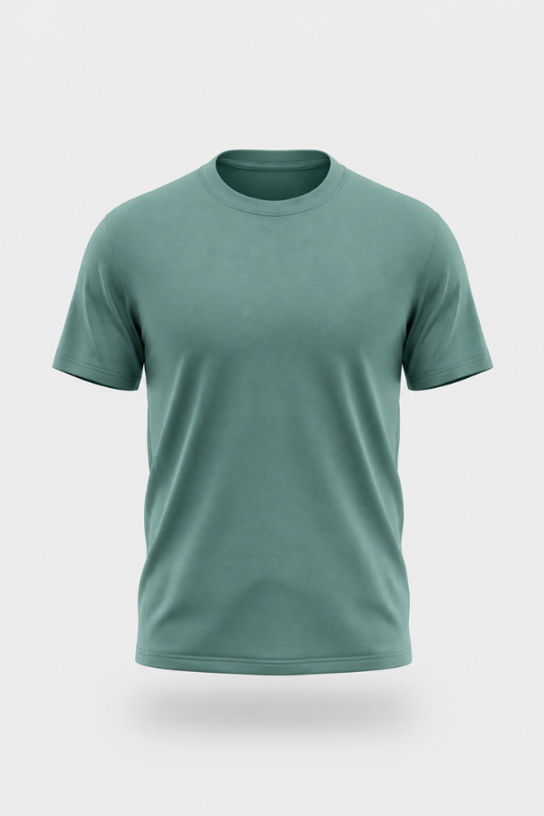 Finix Genesis Core Tee in Aventurine Green – front view, in bamboo fabric t-shirt.