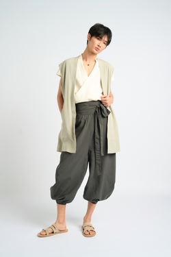 ARIAKE Sleeveless Knee-length Jacket - Sea Sage