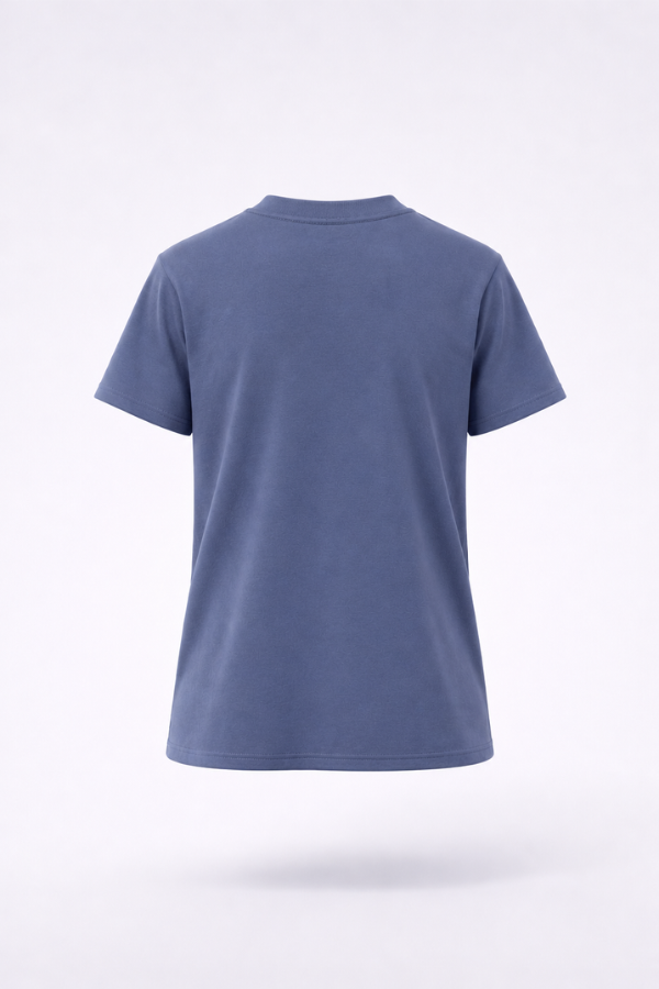 Finix Juban V-neck T-shirt in Shadow Blue – back view