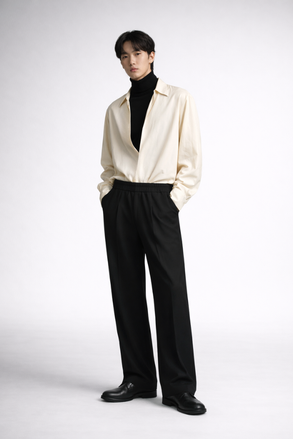 RYÚ Drop-V Seamless Collar Shirt - Oat White