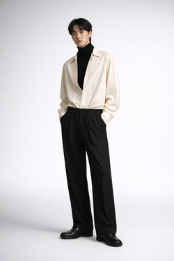 RYÚ Drop-V Seamless Collar Shirt - Oat White