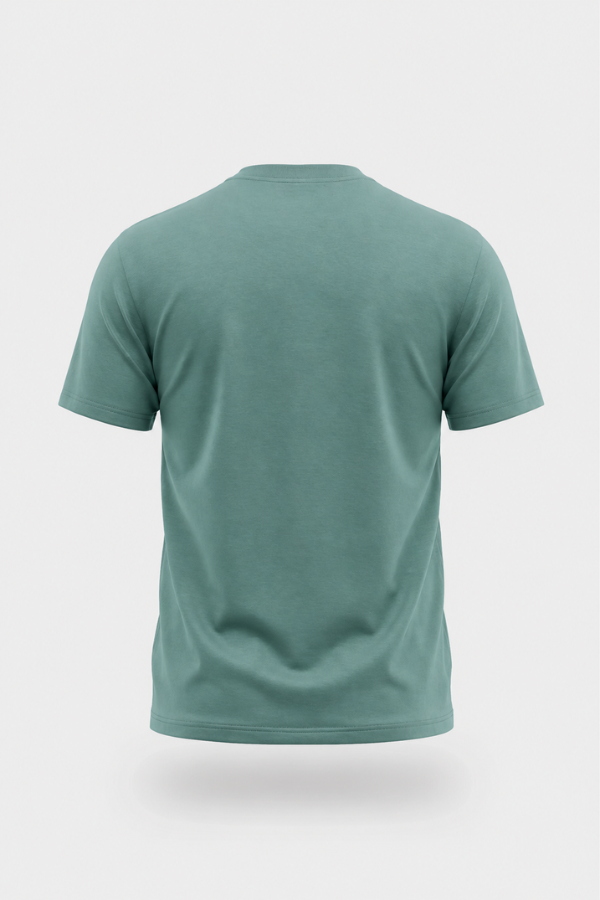 Finix Genesis Core Tee in Aventurine Green – back view, in bamboo fabric t-shirt.
