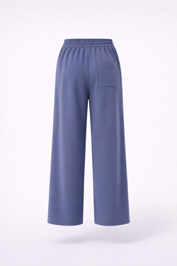 Finix FLOW Box Pleat Wide Leg Joggers in Shadow Blue – back view.