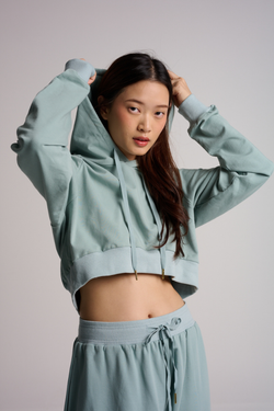 Rise Cropped Hoodie - Sage Green