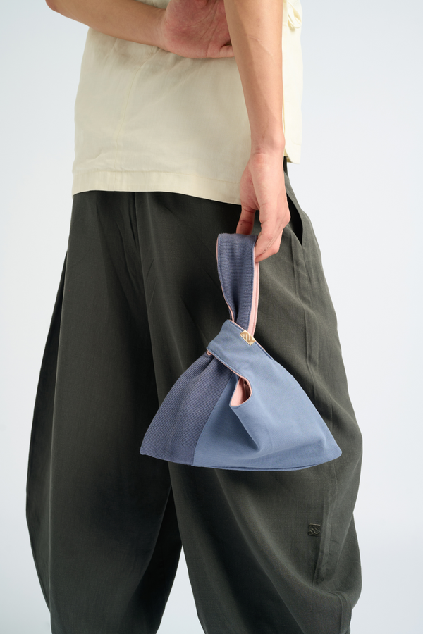 Mui Mui Reversible Knot Bag - Celestite Blue/Dusty Pink