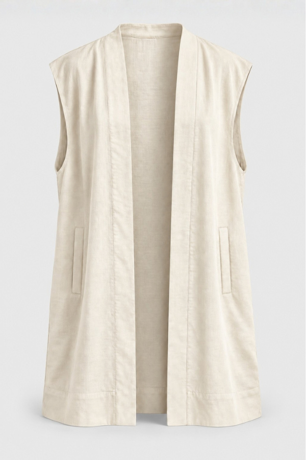ARIAKE Sleeveless Knee-length Jacket - Tagua White