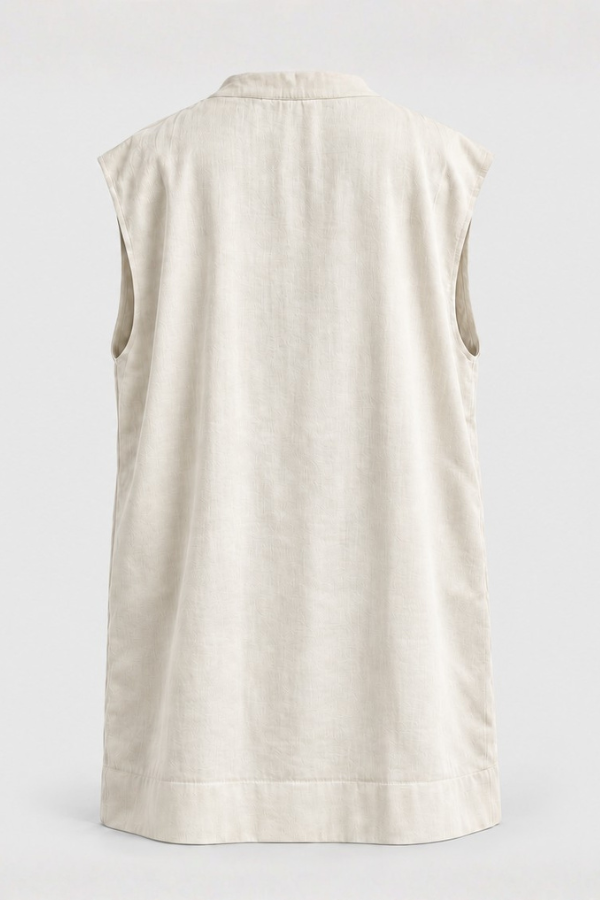 ARIAKE Sleeveless Knee-length Jacket - Tagua White