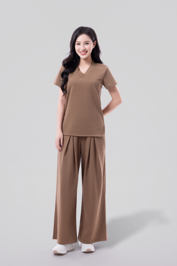 FLOW Box Pleat Wide-Leg Joggers - Mocha Brown