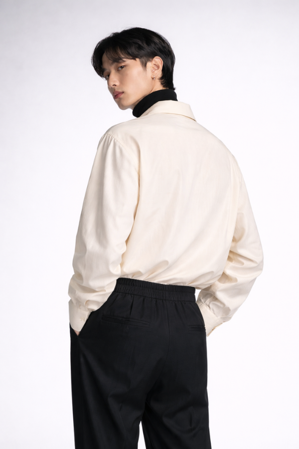 RYÚ Drop-V Seamless Collar Shirt - Oat White