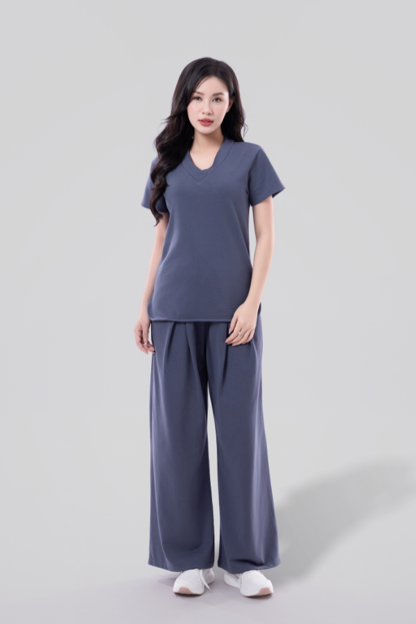 FLOW Box Pleat Wide-Leg Joggers - Shadow Blue