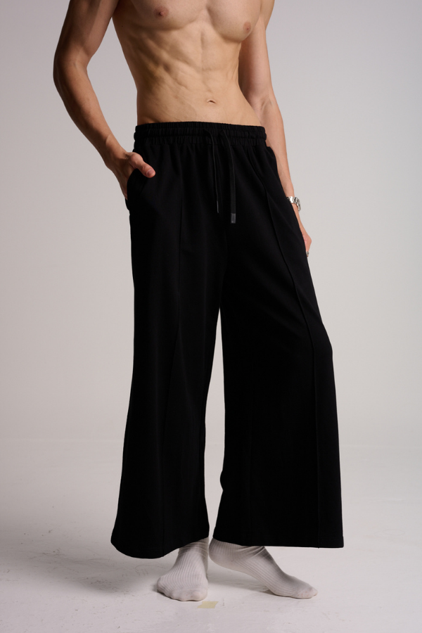 Wanderlust Wide Leg Pintuck Joggers - Black