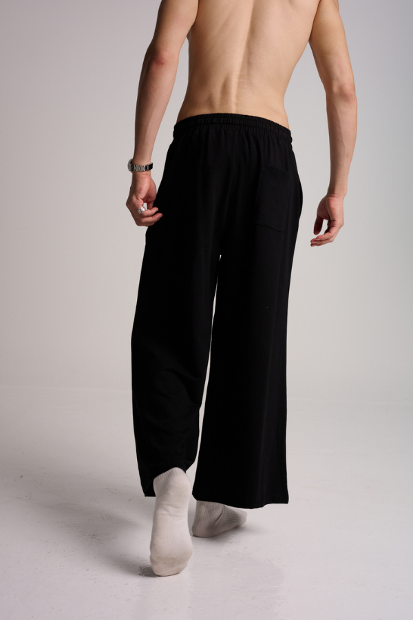 Wanderlust Wide Leg Pintuck Joggers - Black