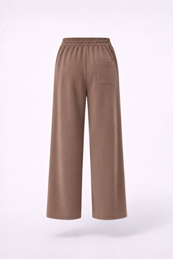 Finix FLOW Box Pleat Wide Leg Joggers in Mocha Brown – back view.