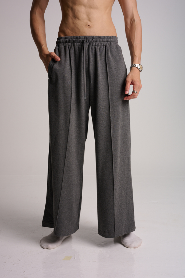 Wanderlust Wide Leg Pintuck Joggers - Melange Grey