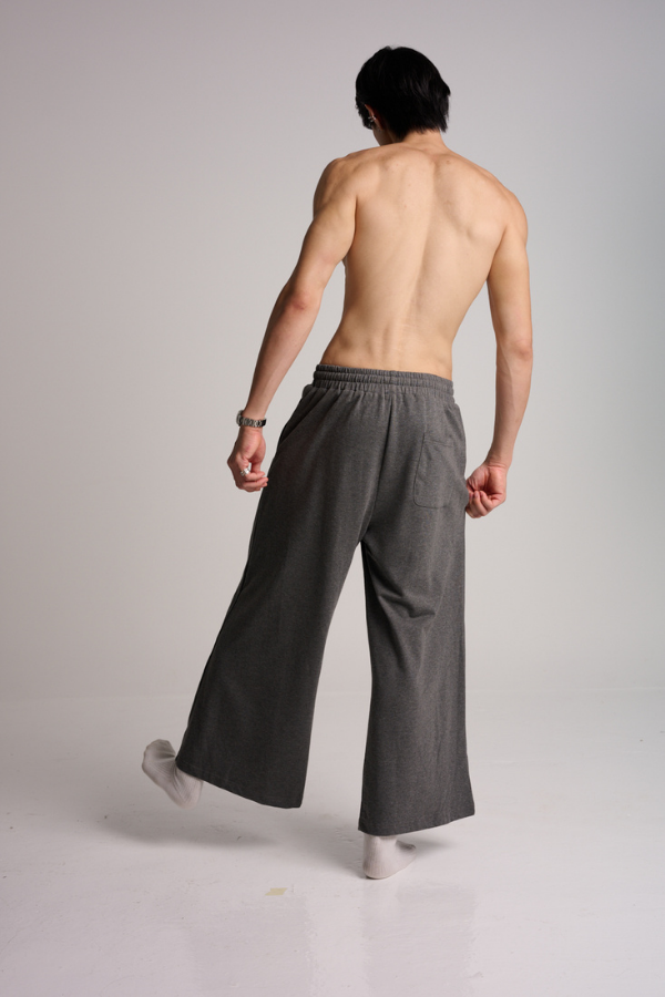 Wanderlust Wide Leg Pintuck Joggers - Melange Grey