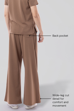 FLOW Box Pleat Wide-Leg Joggers - Mocha Brown