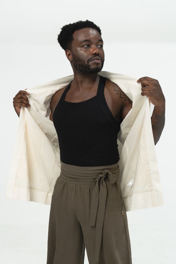 ARIAKE Sleeveless Knee-length Jacket - Tagua White – Finix
