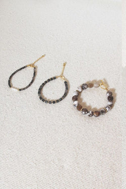 Gemstones, Bracelet, Bracelet Bundle, Handcrafted, Artisanal, Made in Bali, Gender Neutral, Accessories, Jewelry, Layered Jewelry, Grey