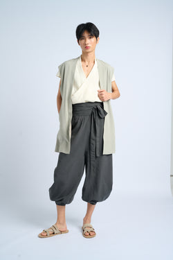 ARIAKE Sleeveless Knee-length Jacket - Sea Sage