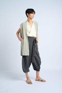 ARIAKE Sleeveless Knee-length Jacket - Sea Sage