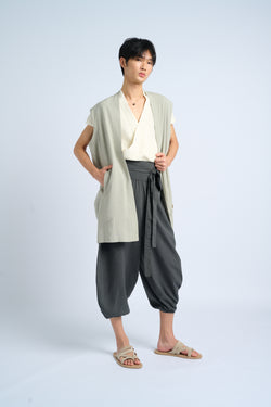 ARIAKE Sleeveless Knee-length Jacket - Sea Sage