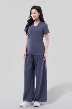 FLOW Box Pleat Wide-Leg Joggers - Shadow Blue
