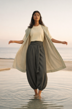 ARIAKE Sleeveless Knee-length Jacket - Sea Sage