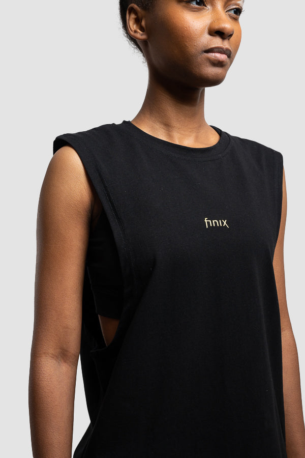 odor ash sleeveless トップス 韓国 シズニルック Rise Drop Armhole Tank II - Black – Finix