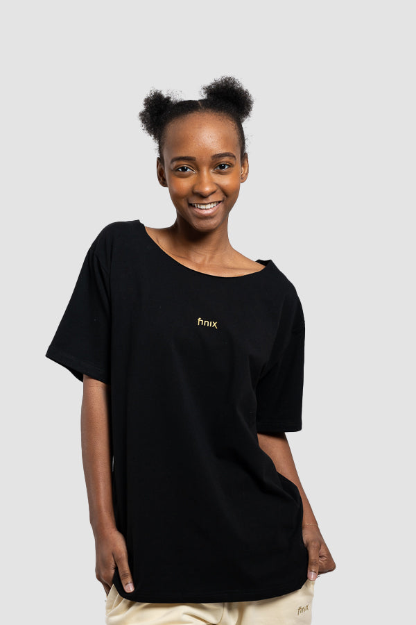 Freedom Oversized Raw Neck Tee - Black – Finix